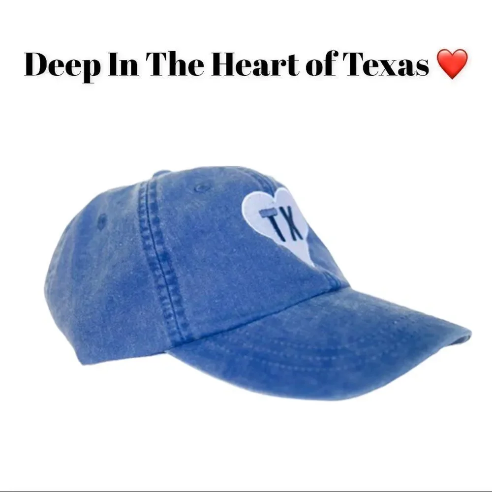 NEW Heart Women's Texas Vintage Washed Blue Embroidered Cap Hat